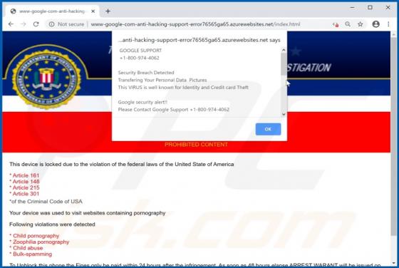 Oszustwo POP-UP FBI CRIMINAL INVESTIGATION