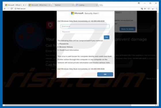 Oszustwo Microsoft Security Alert