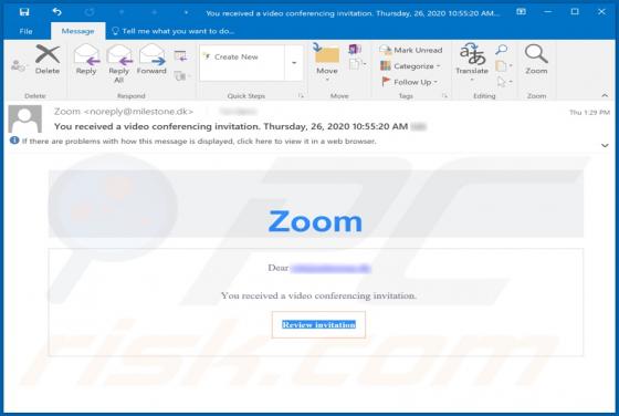 Oszustwo e-mailowe Zoom