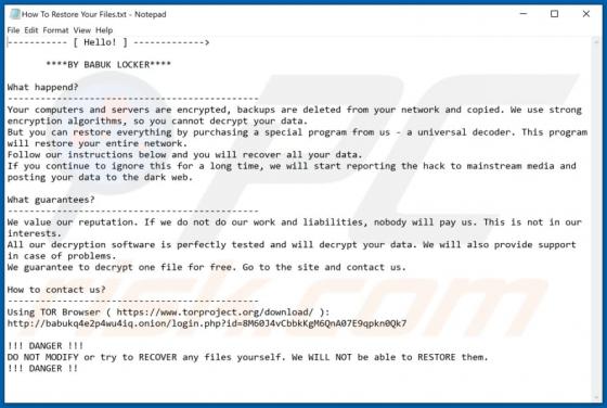 Ransomware Babuk Locker