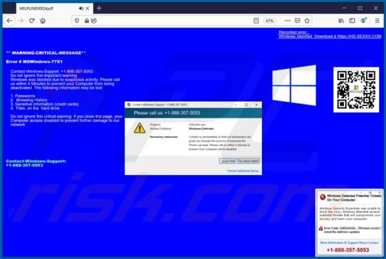 Oszustwo pop-up WARNING CRITICAL MESSAGE