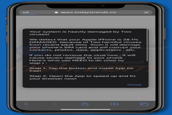 Oszustwo POP-UP Your System Is Heavily Damaged By Two Viruses! (Mac)