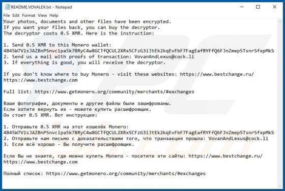 Ransomware Vovalex