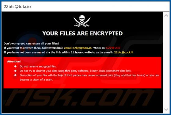 Ransomware 22btc