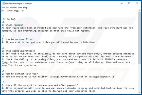 Ransomware Vassago