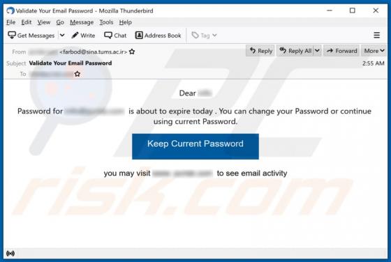 Oszustwo Password Is About To Expire Today Email