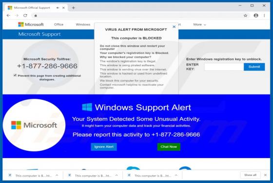 Oszustwo POP-UP Your System Detected Some Unusual Activity