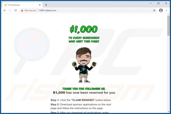 Oszustwo POP-UP Mr Beast Giveaway