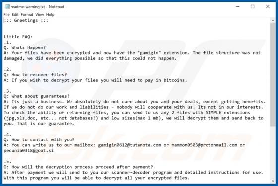 Ransomware Gamigin