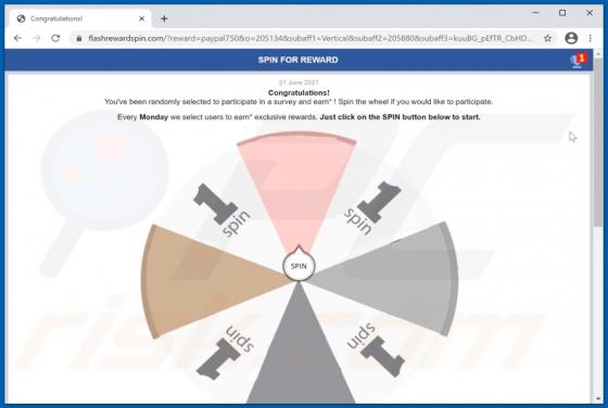 Oszustwo POP-UP SPIN FOR REWARD