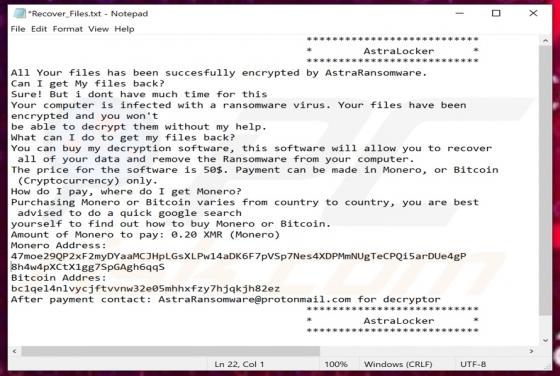 Ransomware AstraLocker