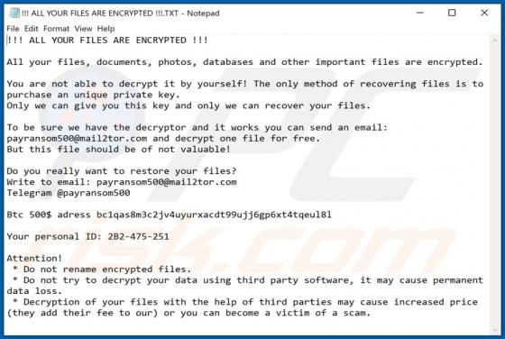 Ransomware Payransom500