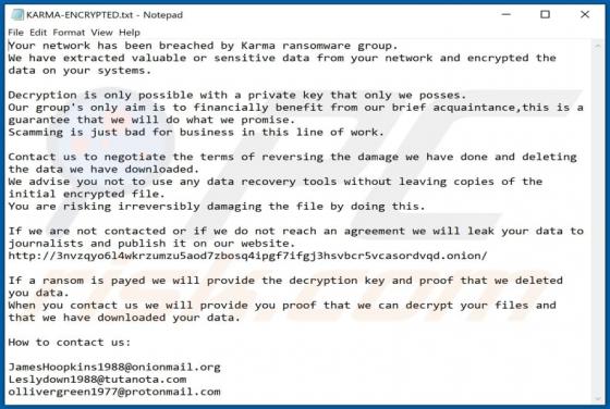 Ransomware Karma Group