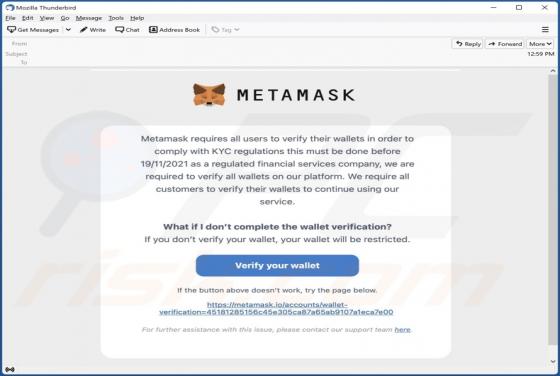 Oszustwo e-mailowe MetaMask