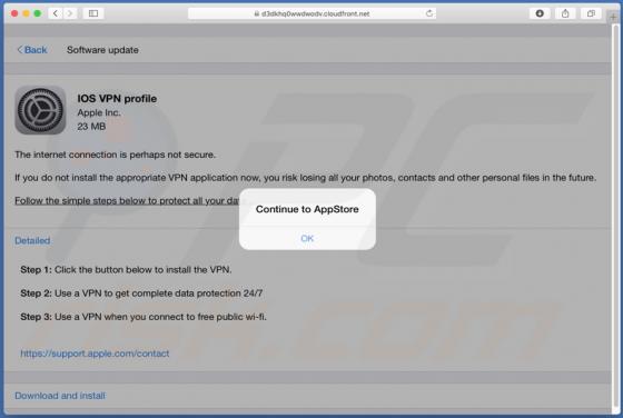 Oszustwo POP-UP IOS VPN profile (Mac)