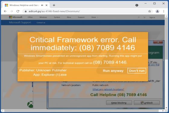 Oszustwo POP-UP Critical Framework Error