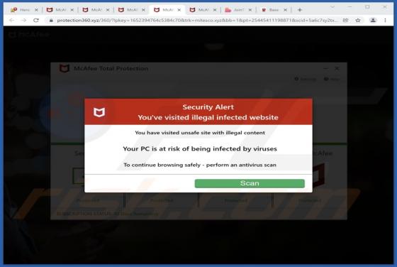 Oszustwo POP-UP You've Visited Illegal Infected Website