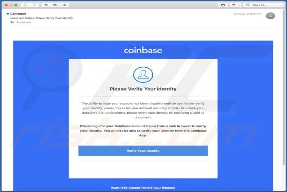 Oszustwo e-mailowe Coinbase