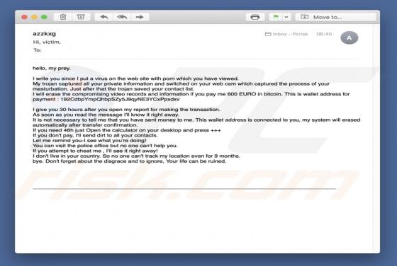 Oszustwo e-mailowe My Trojan Captured All Your Private Information