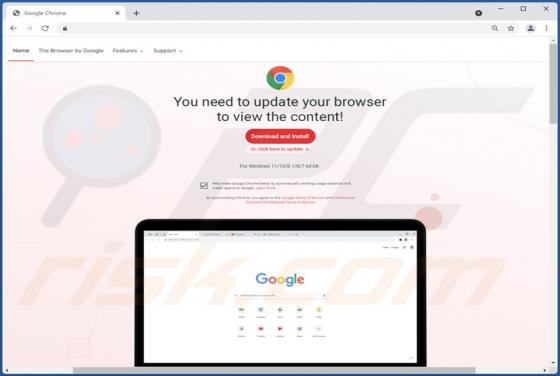 Oszustwo POP-UP You Need To Update Your Browser To View The Content