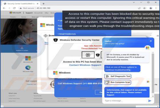 Oszustwo POP-UP Cortana - It Seems Your PC Is Locked Out