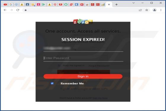 E-mailowe oszustwo phishingowe Zoho