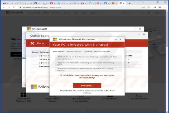 Oszustwo POP-UP TROJAN Zeus2021 Spyware Adware Detected