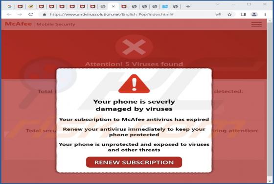 Oszustwo POP-UP Your Phone Is Severly Damaged By Viruses