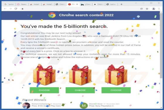 Oszustwo POP-UP Chrome Search Contest 2022