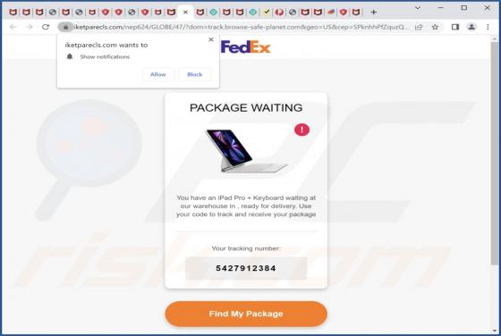 Oszustwo POP-UP FedEx PACKAGE WAITING