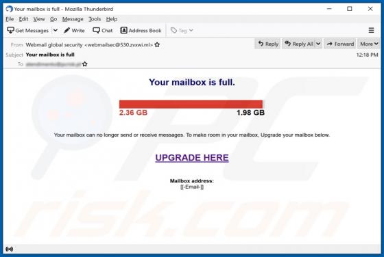 Oszustwo e-mail Your Mailbox Is Full