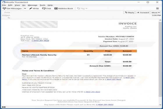 Oszustwo e-mail Norton LifeLock