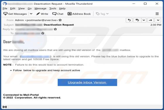 Oszustwo e-mailowe We Are Closing All Mailbox Users