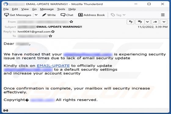 Oszustwo Email Security Update
