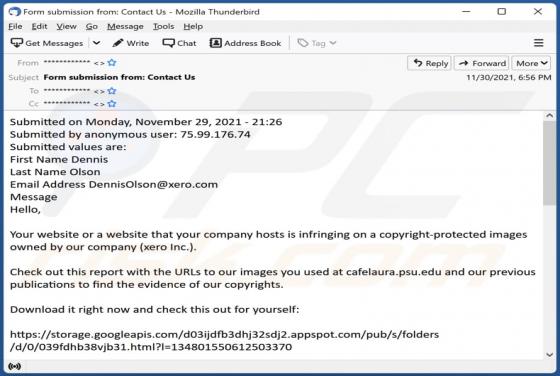 Wirus e-mailowy DMCA Copyright Infringement Notification