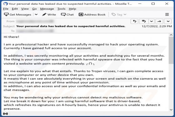Oszustwo e-mailowe Professional Hacker Managed To Hack Your Operating System