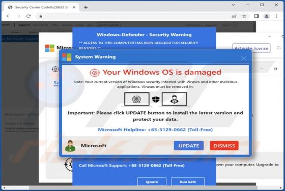 Oszustwo POP-UP Your Windows OS Is Damaged