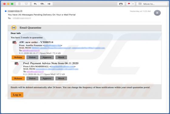 Oszustwo e-mail dotyczący kwarantanny
