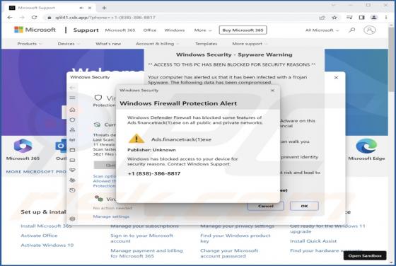 Oszustwo POP-UP Windows Firewall Protection Alert