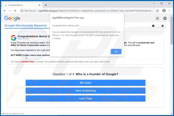 Oszustwo POP-UP Congratulations Device User!