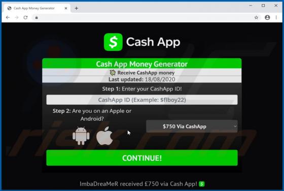 Oszustwo POP-UP Cash App