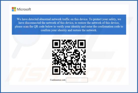 Oszustwo POP-UP Abnormal Network Traffic On This Device