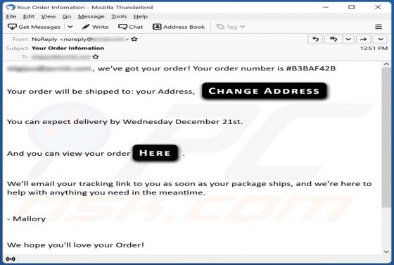 Oszustwo e-mailowe Order Information