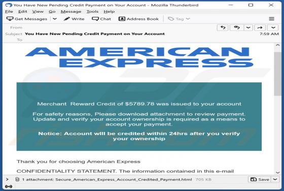 Oszustwo e-mailowe American Express Merchant Reward