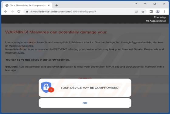Oszustwo POP-UP YOUR DEVICE MAY BE COMPROMISED