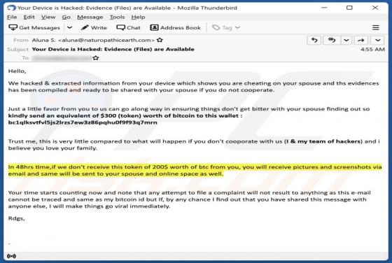 Oszustwo e-mailowe We Hacked & Extracted Information From Your Device