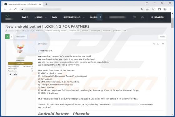 Malware typu backdoor Phoenix (Android)