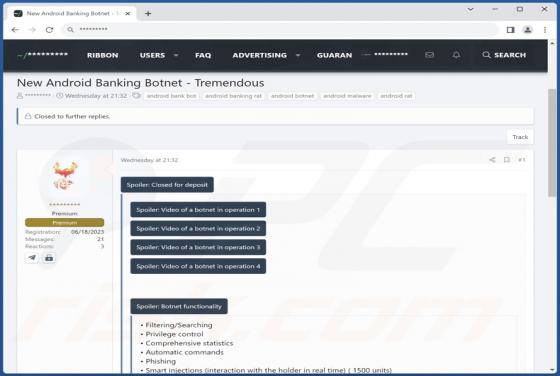 Botnet bankowy Tremendous (Android)