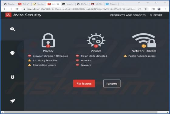 Oszustwo POP-UP Avira Security