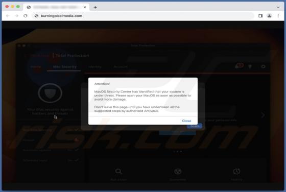 Oszustwo POP-UP MacOS Security Center (Mac)